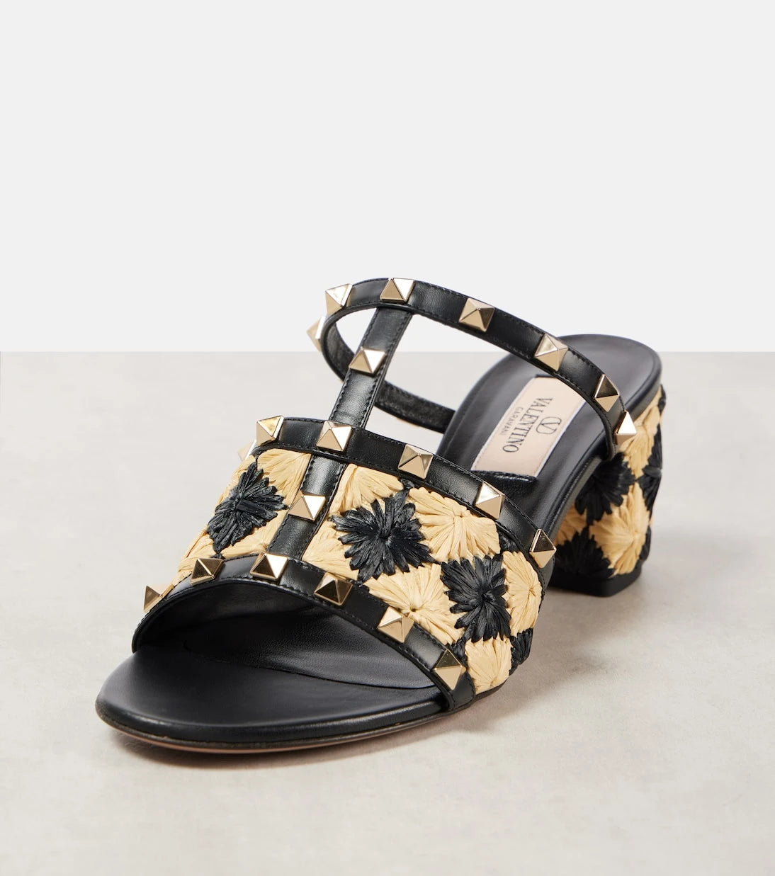 Valentino Garavani - Rockstud 60 raffia-effect mules