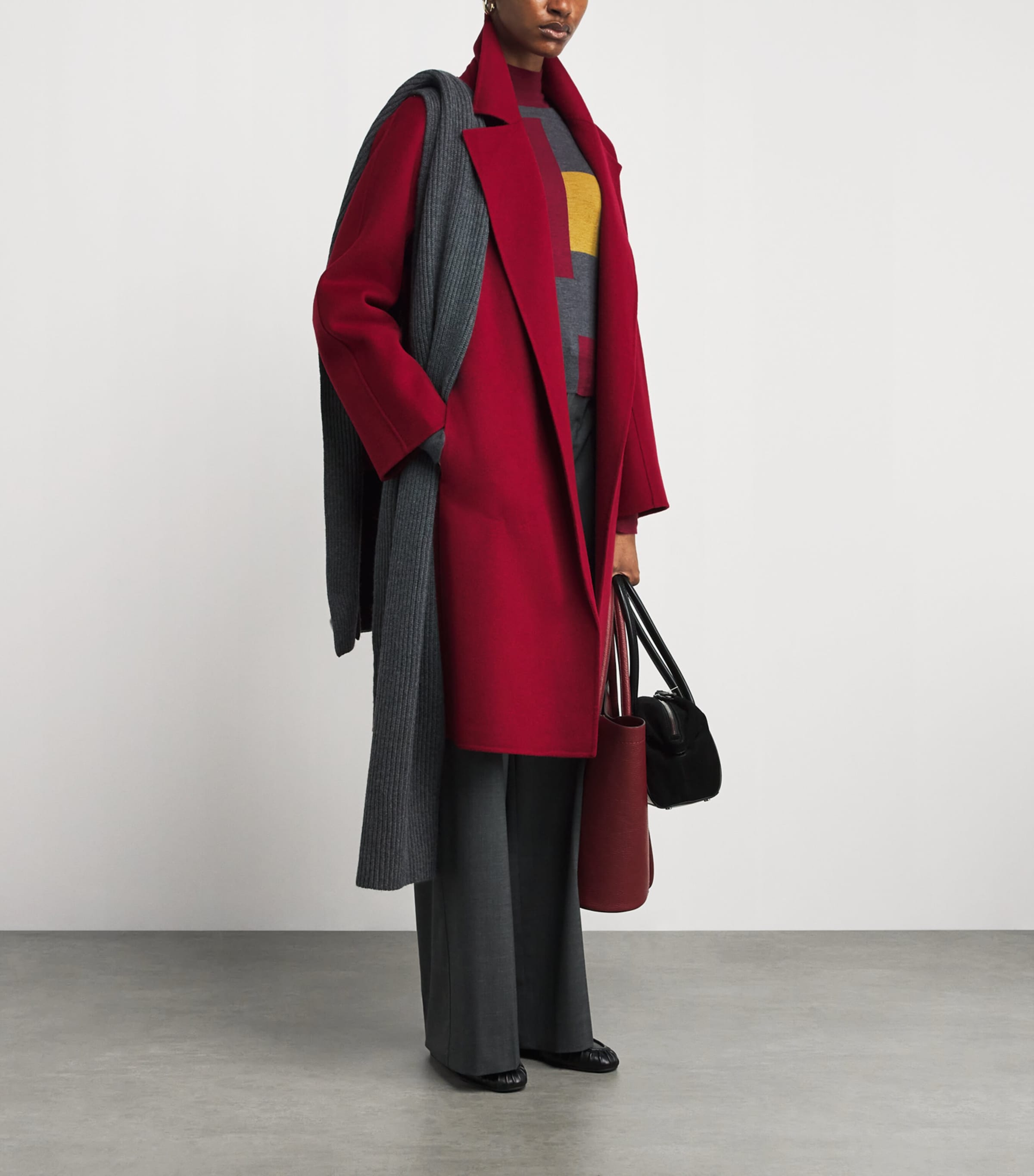 Joseph Red Wool-Cashmere Costa Wrap Coat