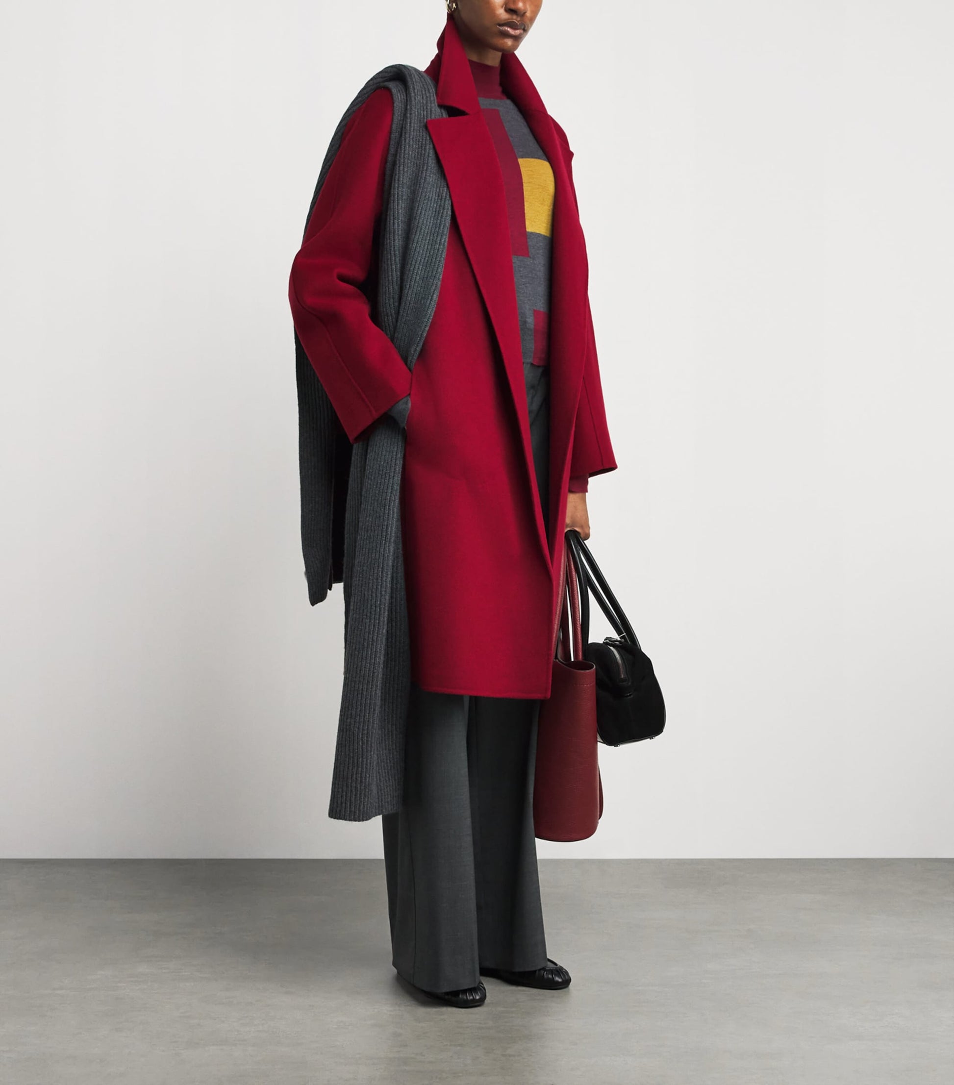 Joseph Red Wool-Cashmere Costa Wrap Coat
