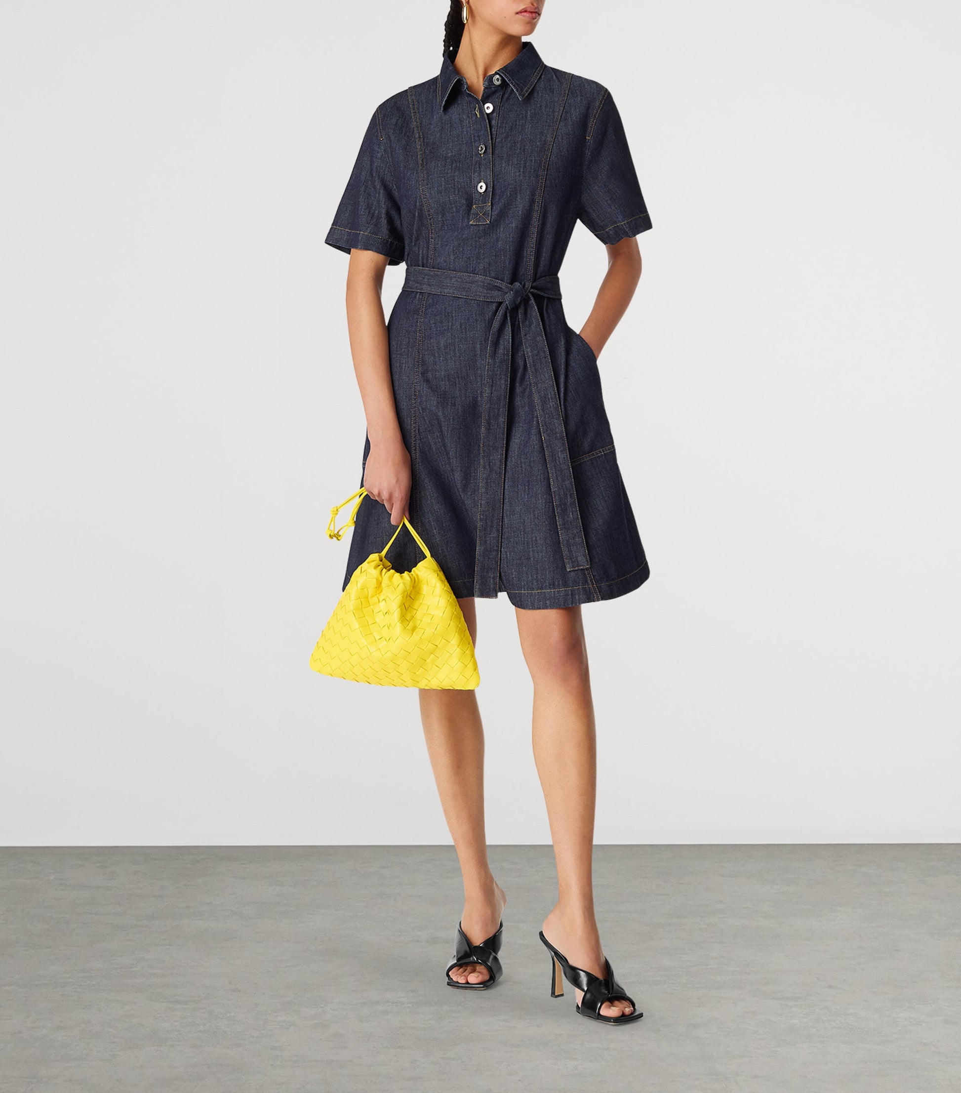 Bottega Veneta Yellow Medium Leather Dustbag Clutch Bag