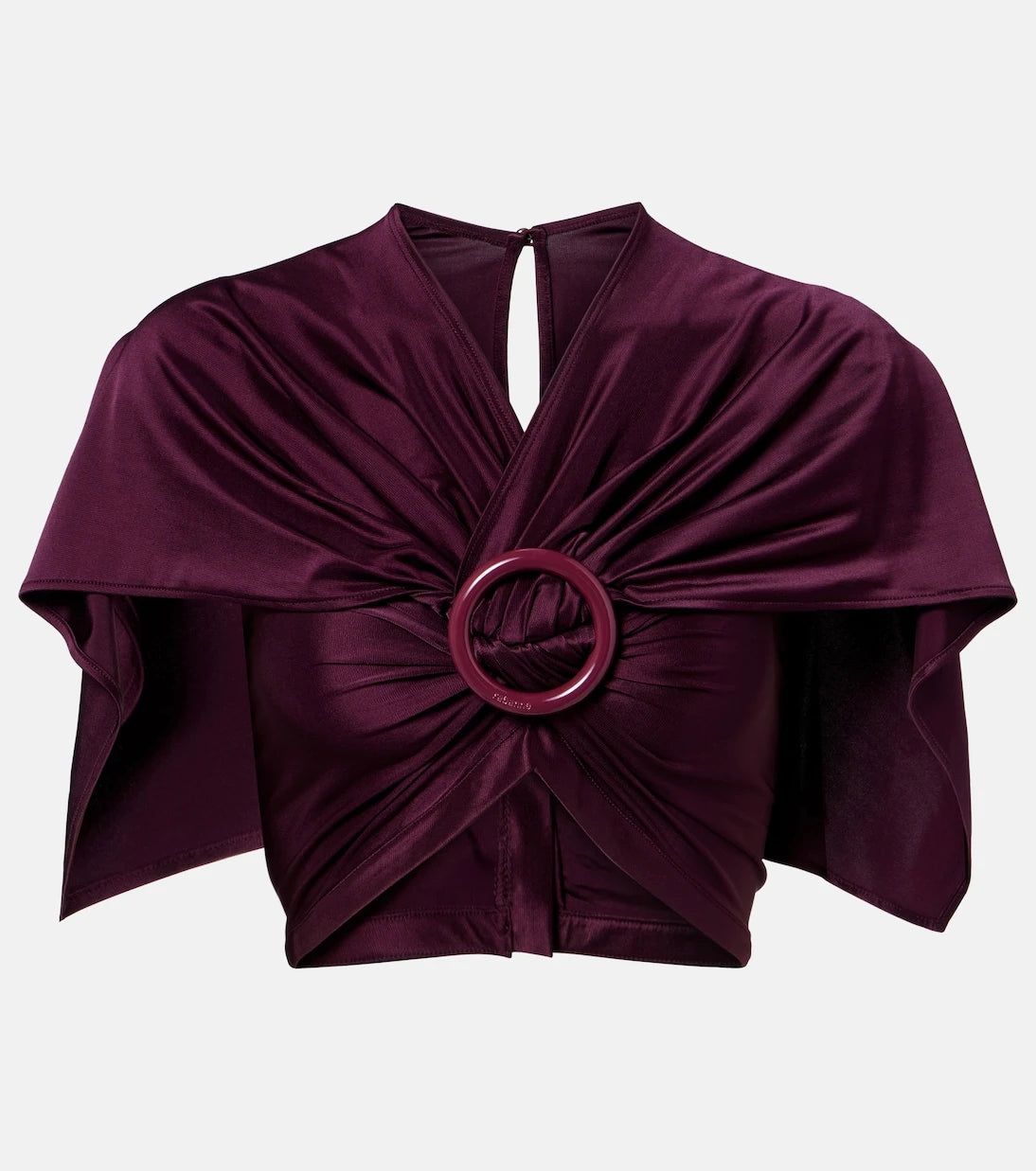 Rabanne - Gathered caped satin crop top