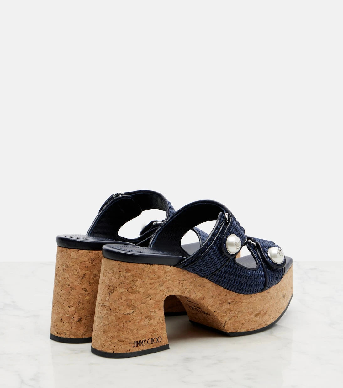 Jimmy Choo - Fayence raffia-effect platform sandals