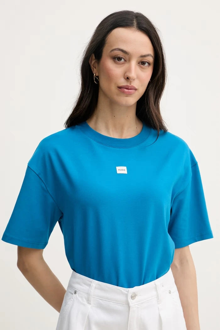 HUGO modal içeren kadın oversize tişört SIGNATURE_TSHIRT