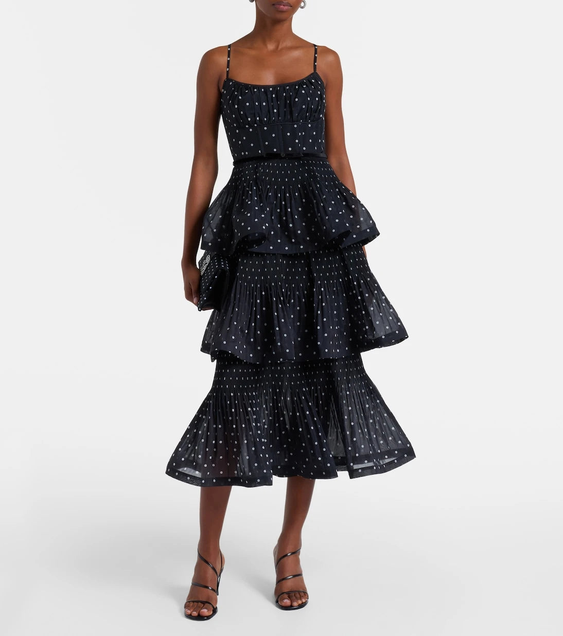Zimmermann - Polka-dot tiered midi dress