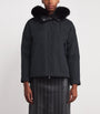 Yves Salomon Black Waterproof Fur-Trim Parka Coat