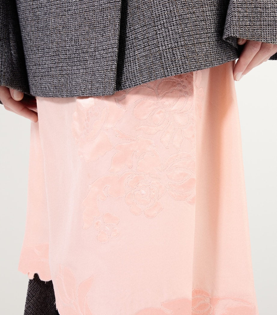 Orange Habotai Silk Midi Skirt