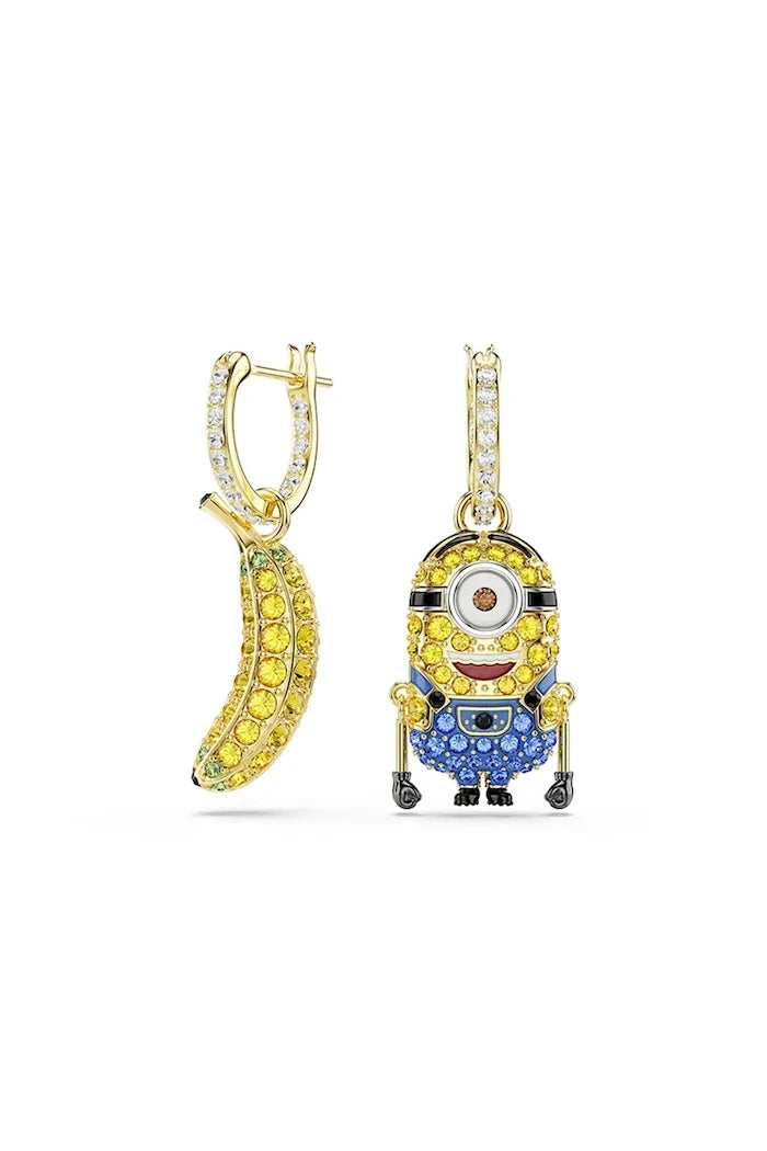 Swarovski kadın altın kaplama kristalli MINIONS küpeler