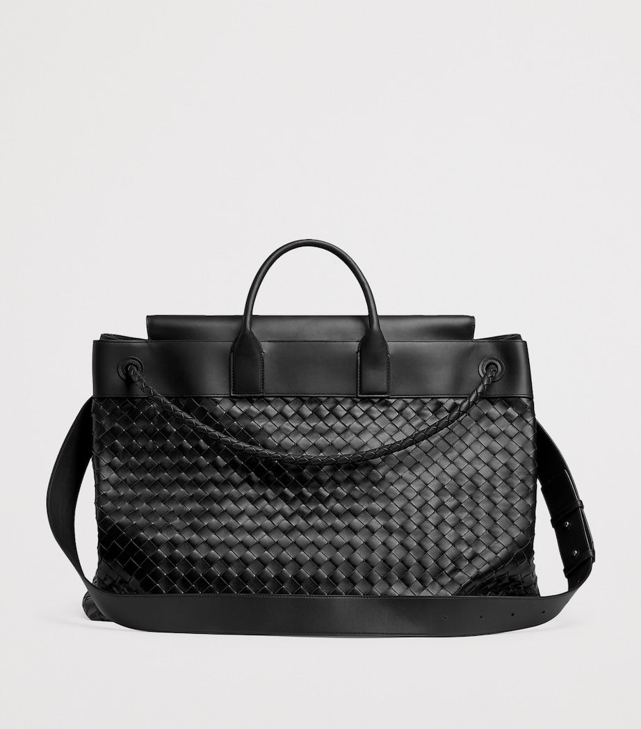 Bottega Veneta Grey Large Calfskin Andiamo Voyager Holdall