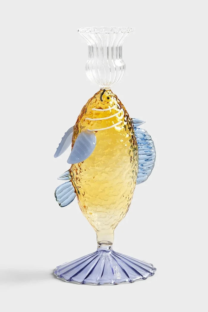 Dekoratif şamdan &k amsterdam fish yellow
