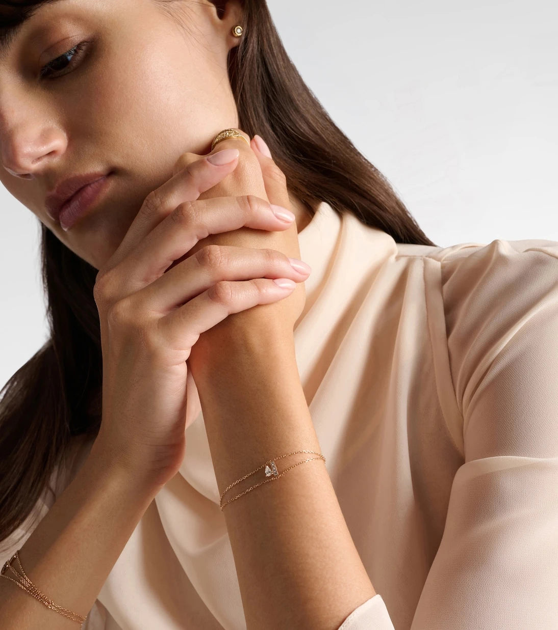 Repossi - Letters 18kt rose gold bracelet with diamonds