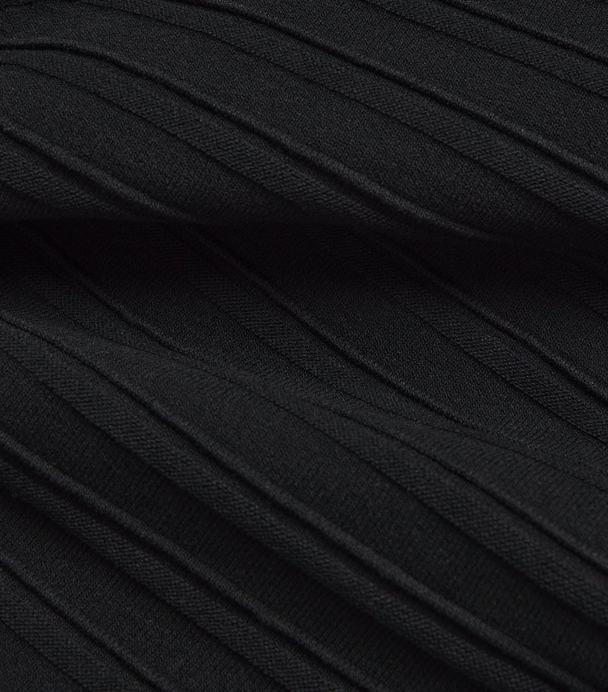 Rib-Knit Asymmetric Bodysuit BLACK