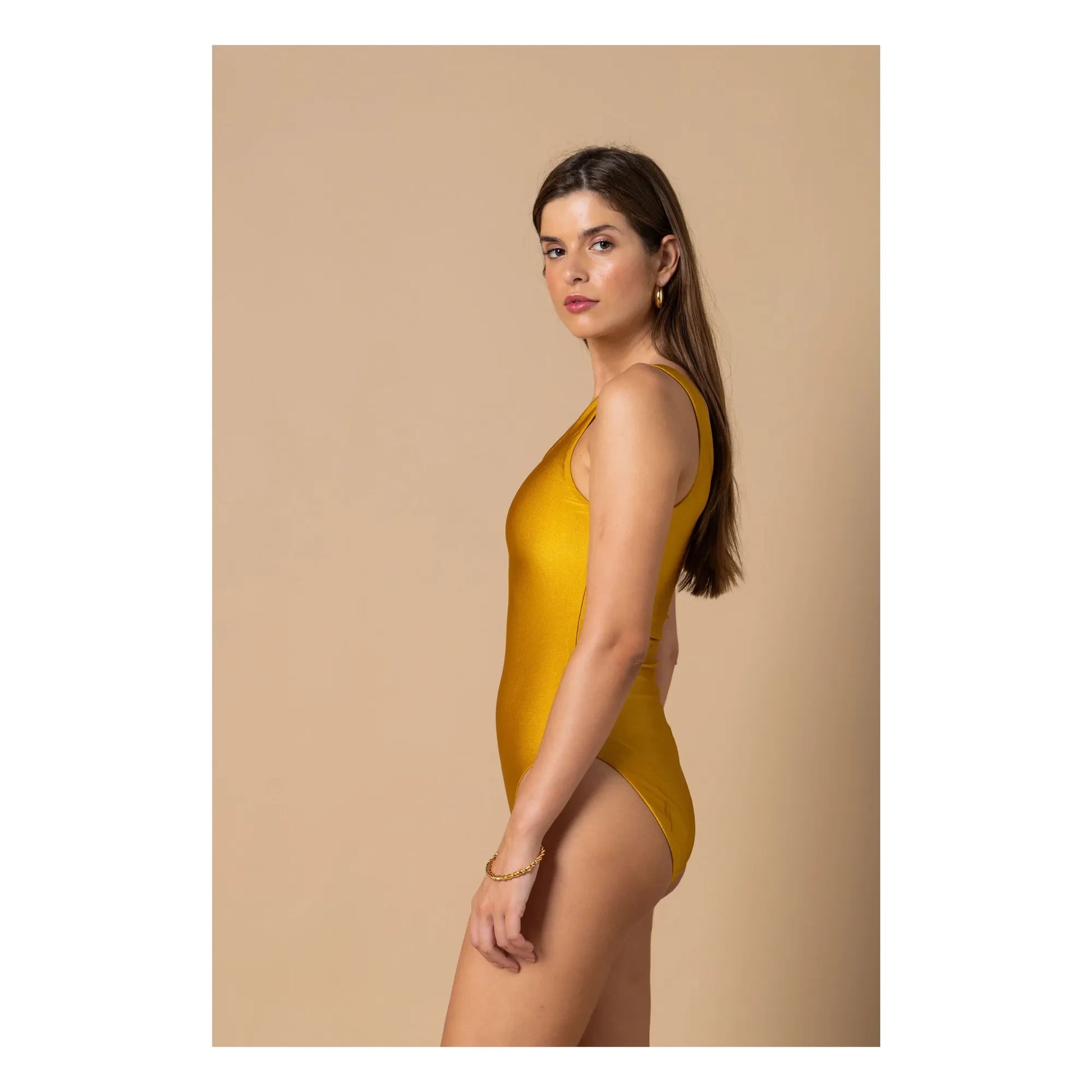Alma Deia - Ava Asymmetrical 1-Piece Swimsuit | Gold