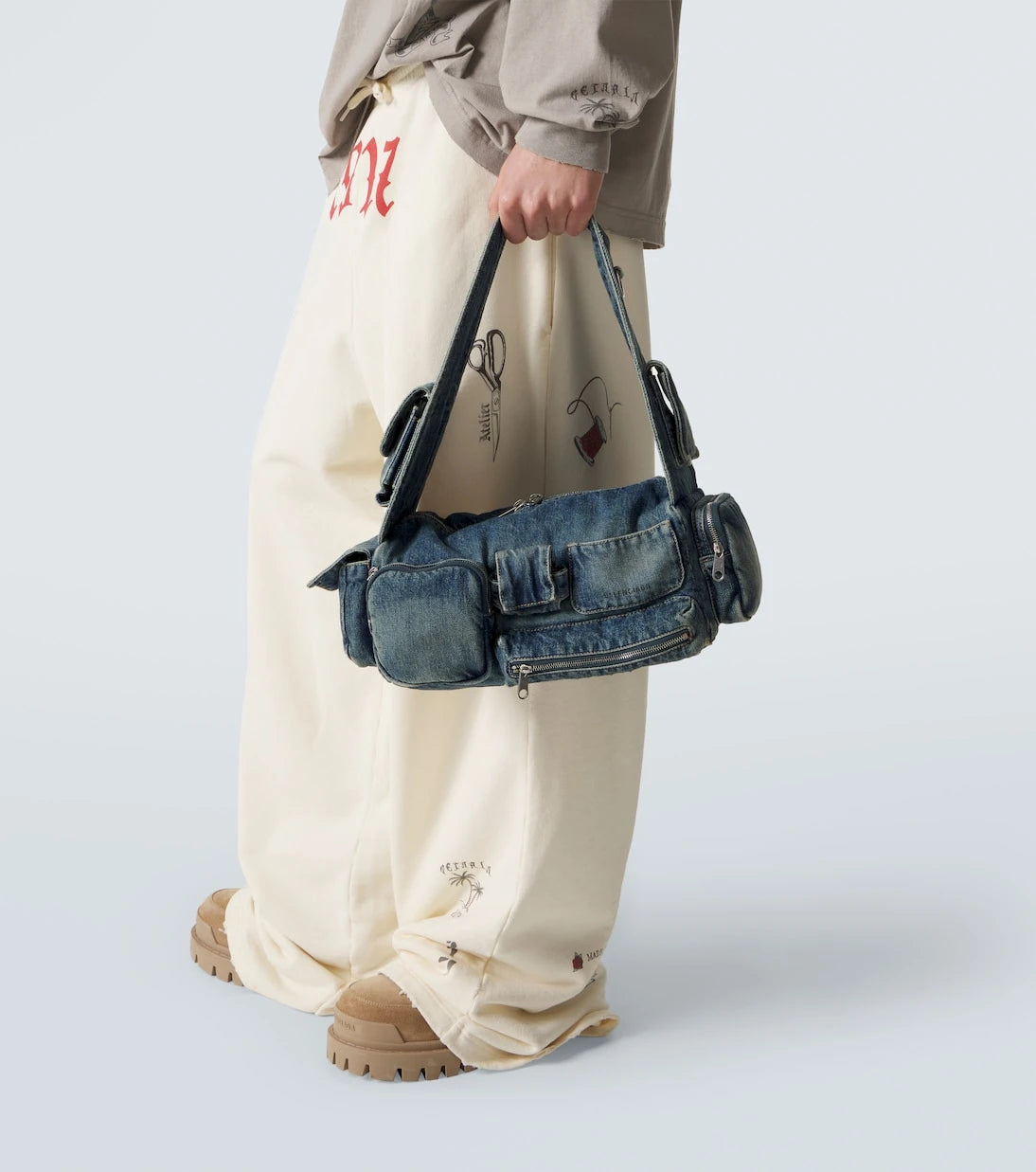 Balenciaga - Superbusy Sling Small denim shoulder bag