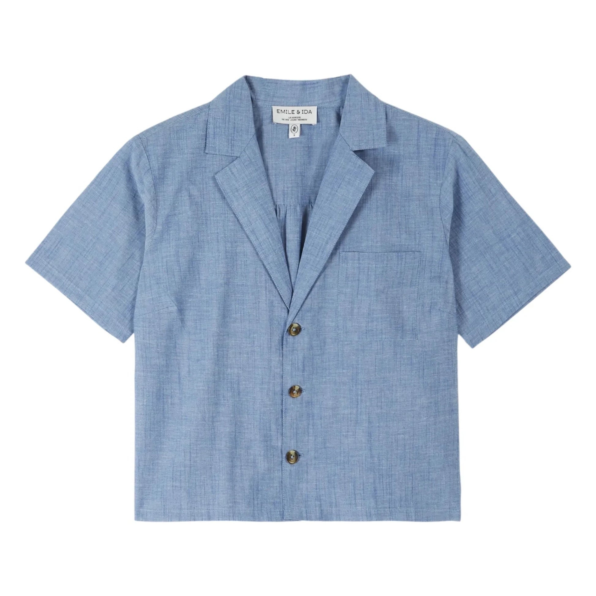 Emile et Ida - Cotton Chambray Blouse | Blue