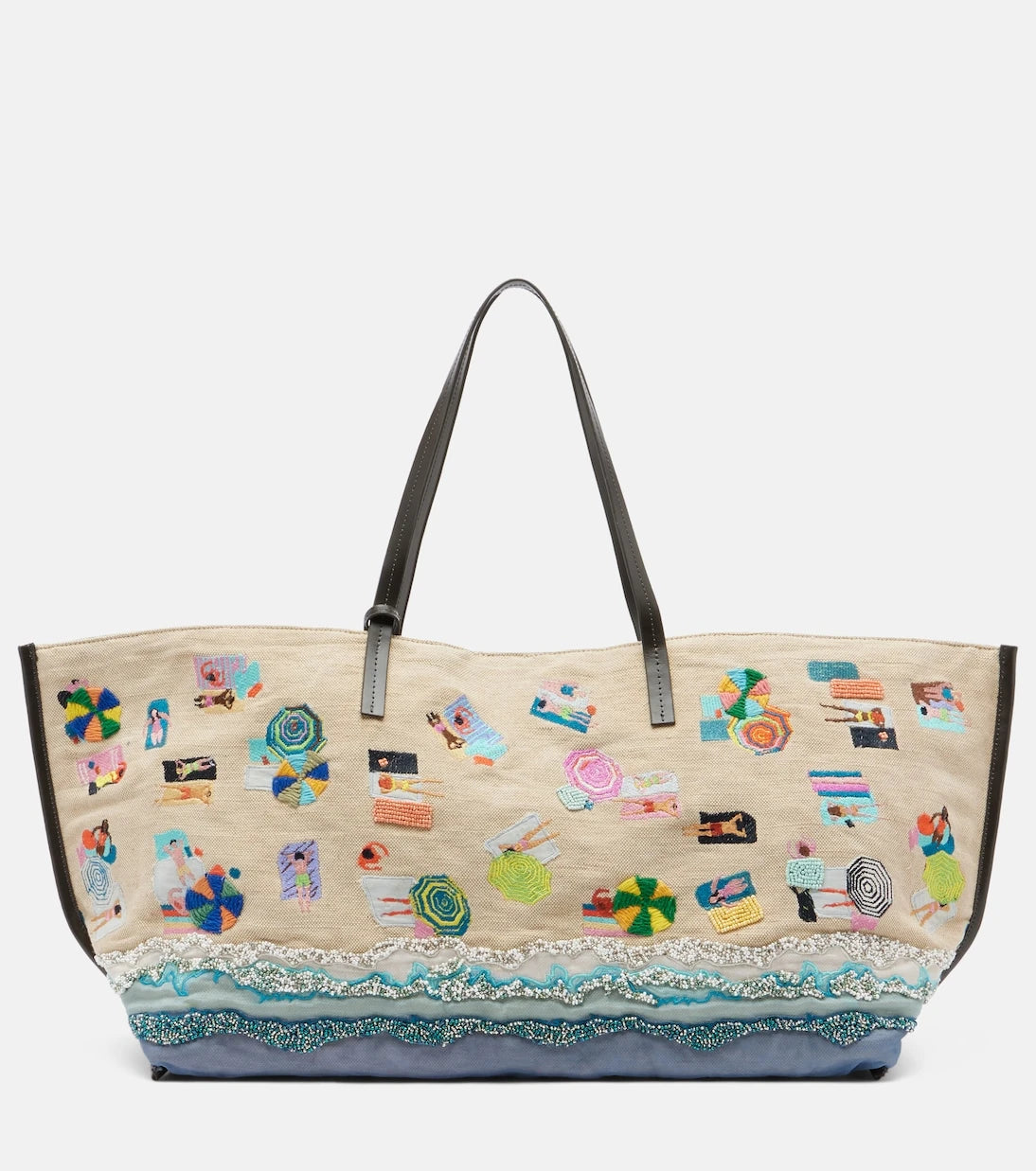 Staud - Christos Large beaded canvas tote bag