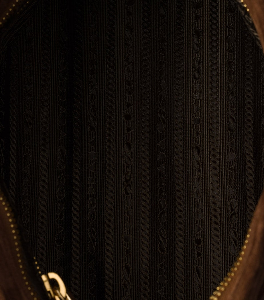 Prada Brown Medium Suede Belted Bonnie Shoulder Bag