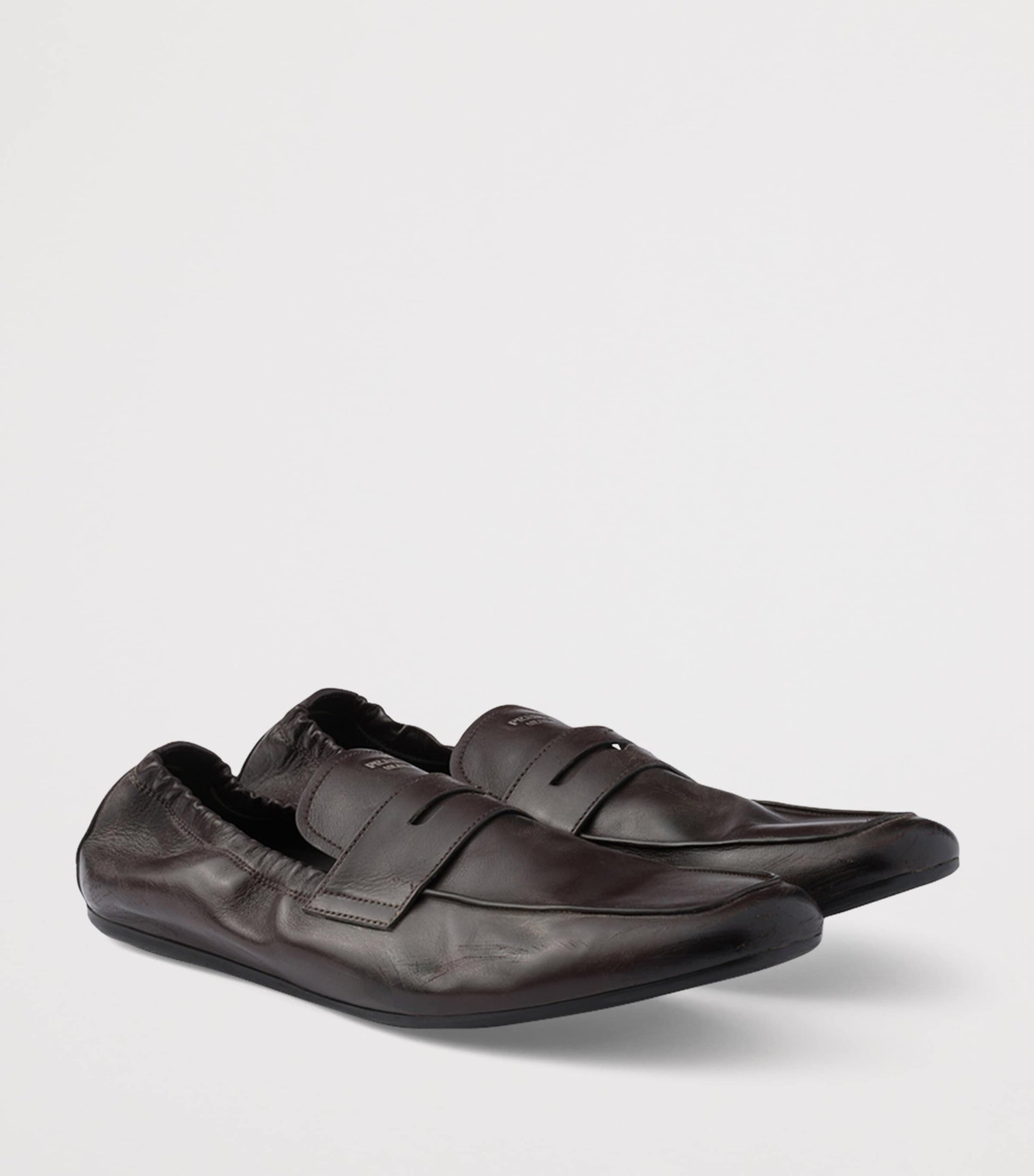 Antiqued Leather Shuffle Loafers
