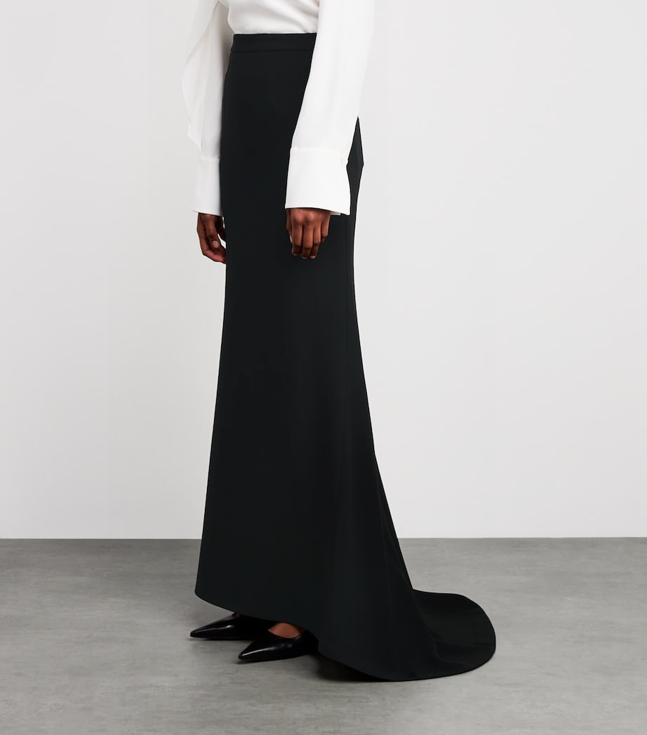 Roland Mouret Black Cady Train Maxi Skirt