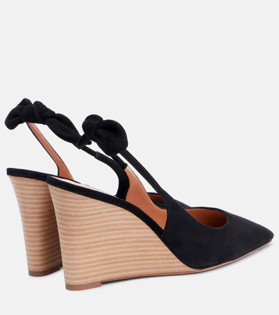 Aquazzura - Very Bow Tie 85 suede wedges