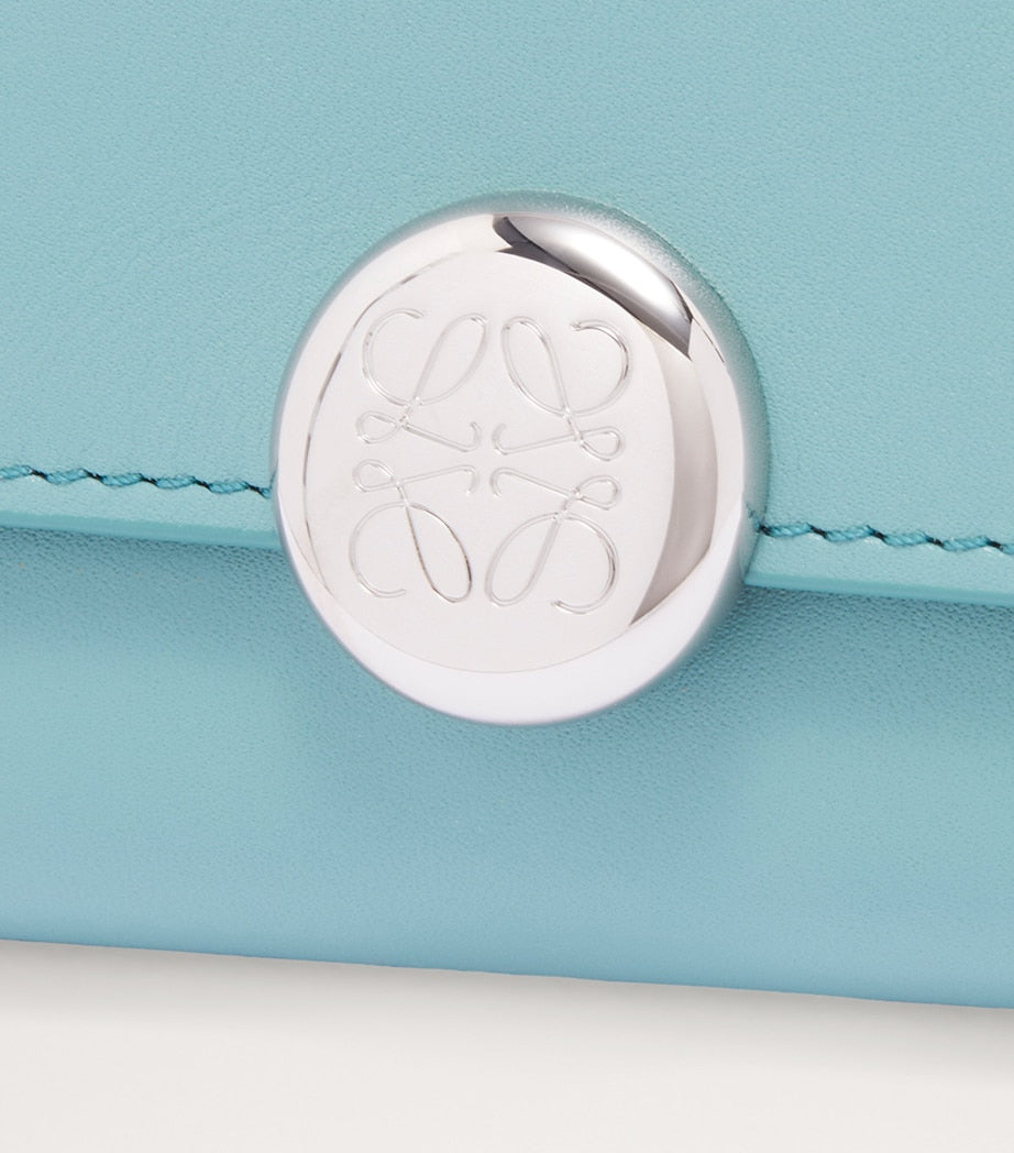 Blue Leather Vertical Pebble Wallet