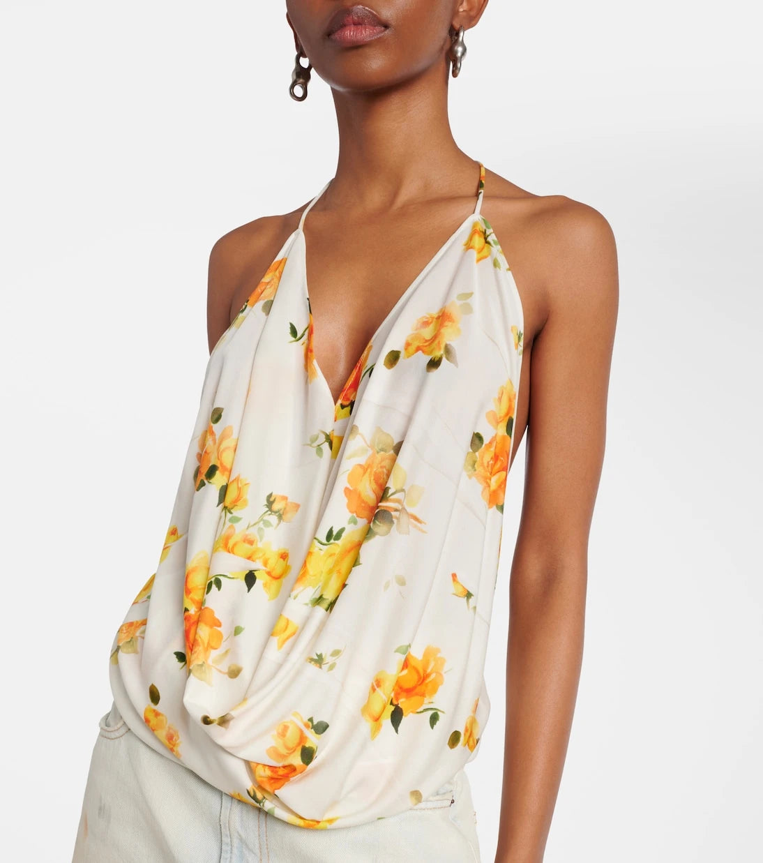 Acne Studios - Floral draped jersey top