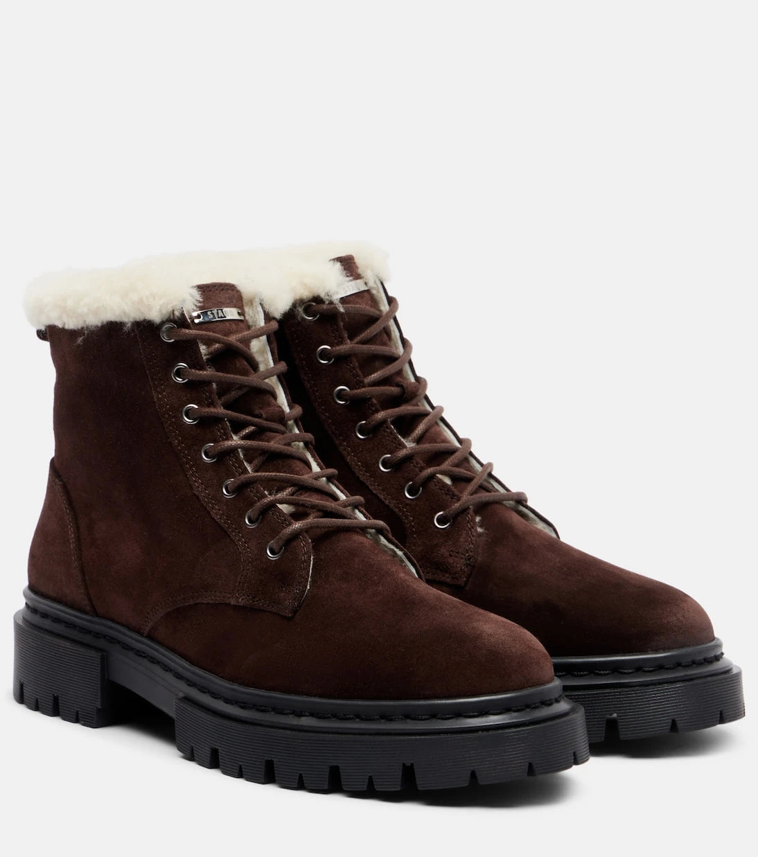 Staud - Henry shearling-lined suede combat boots