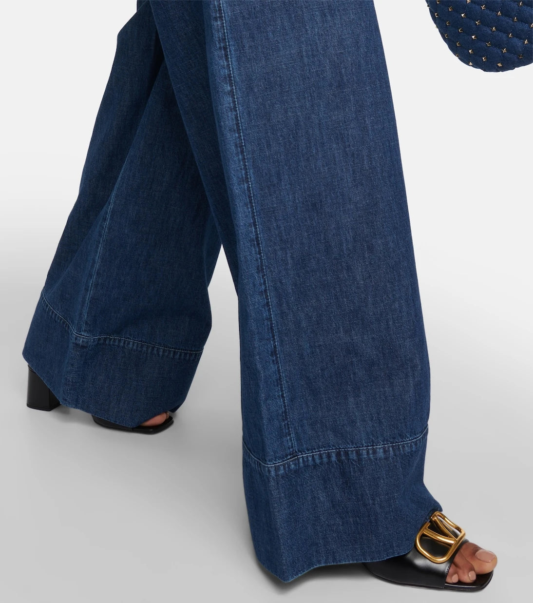 Valentino - High-rise chambray wide-leg jeans