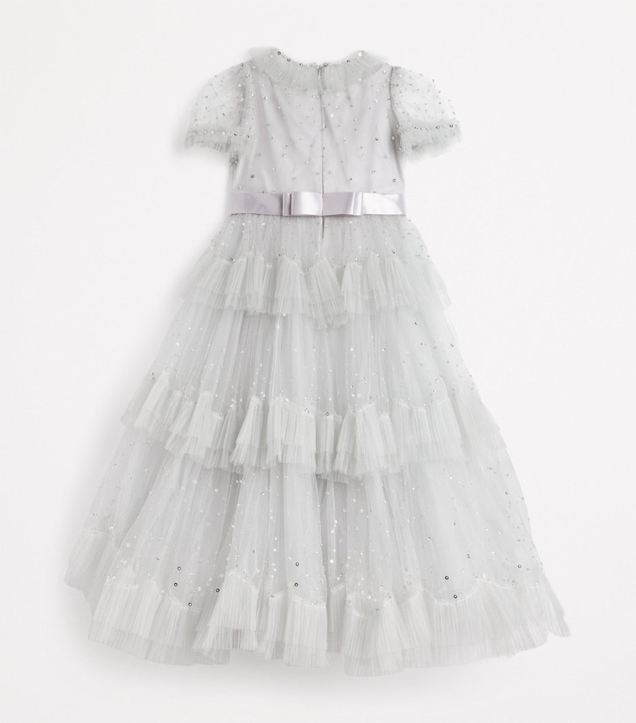 Jenny Packham Kids Silver Tulle Teardrop Dress (6-12 Years)