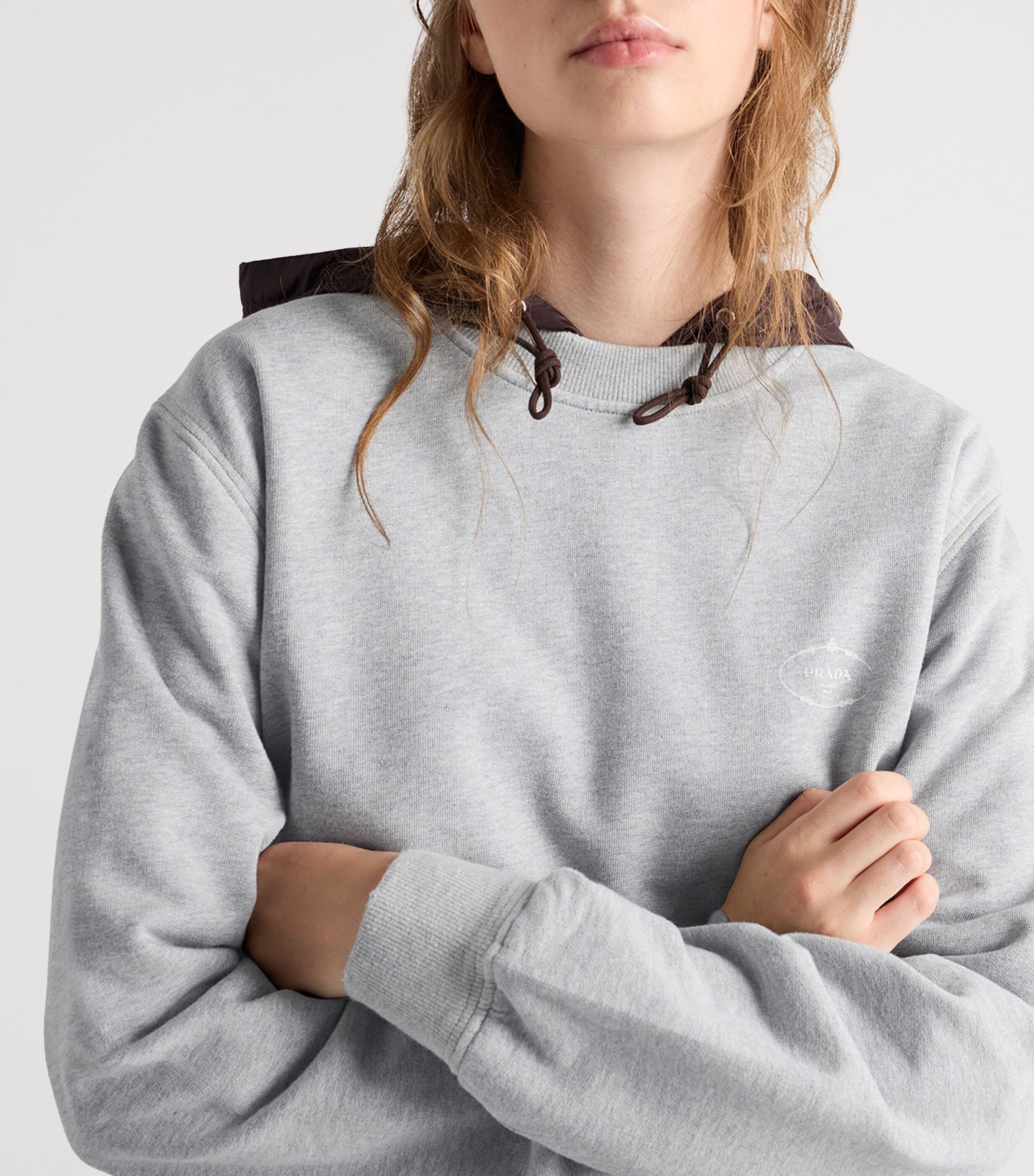 Prada Grey Cotton Logo Sweatshirt