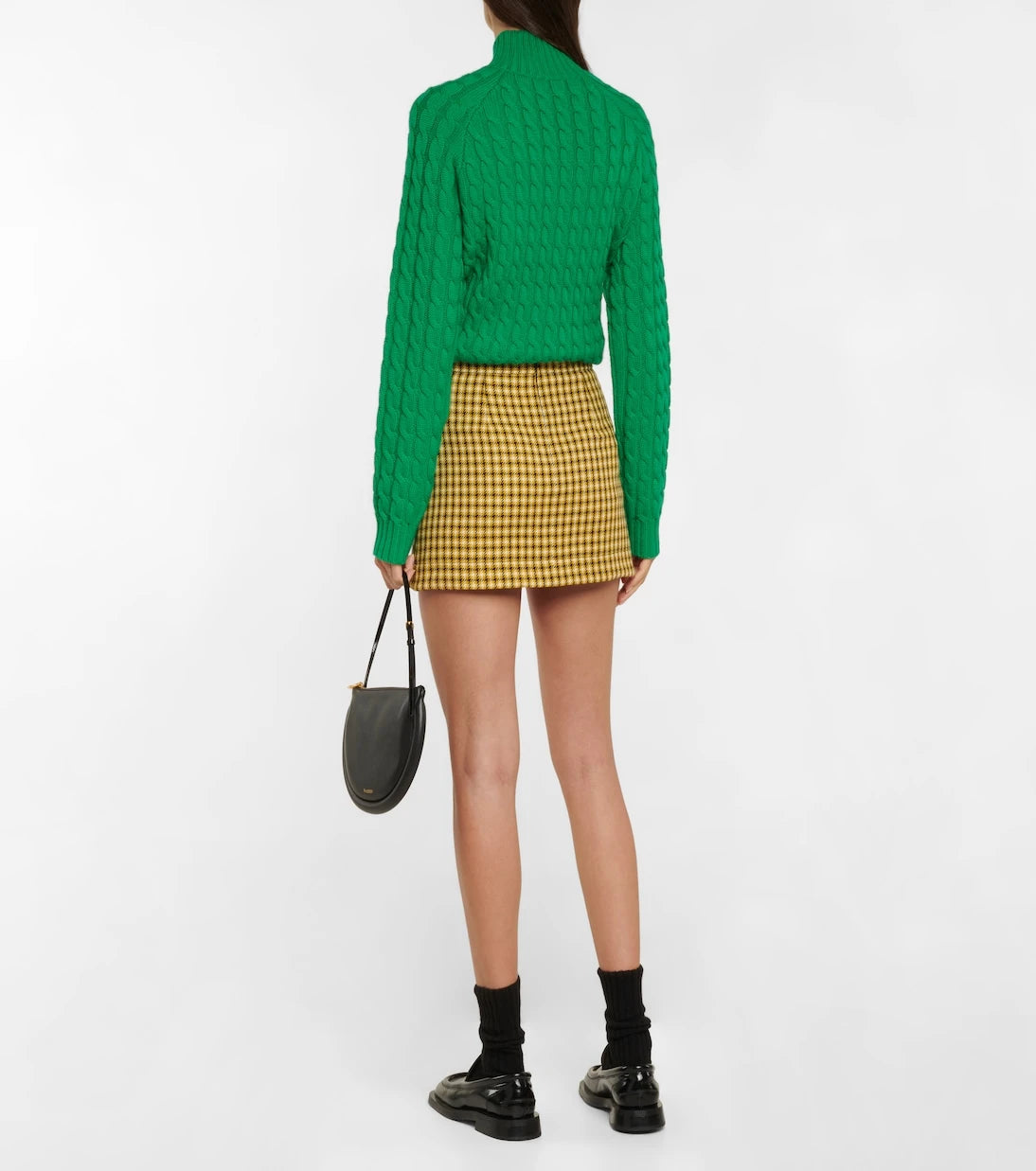 Plan C - Houndstooth checked wool miniskirt