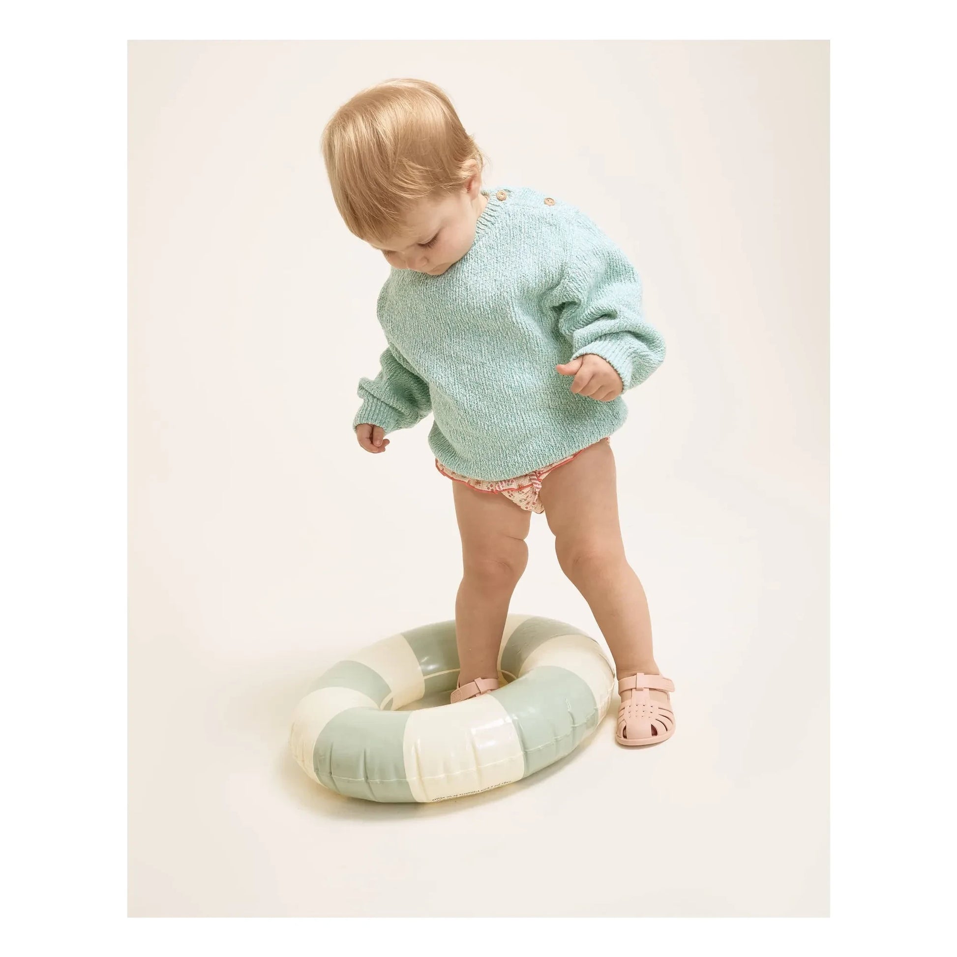 Búho - Chiné Coton Bio Baby Sweater | Aqua