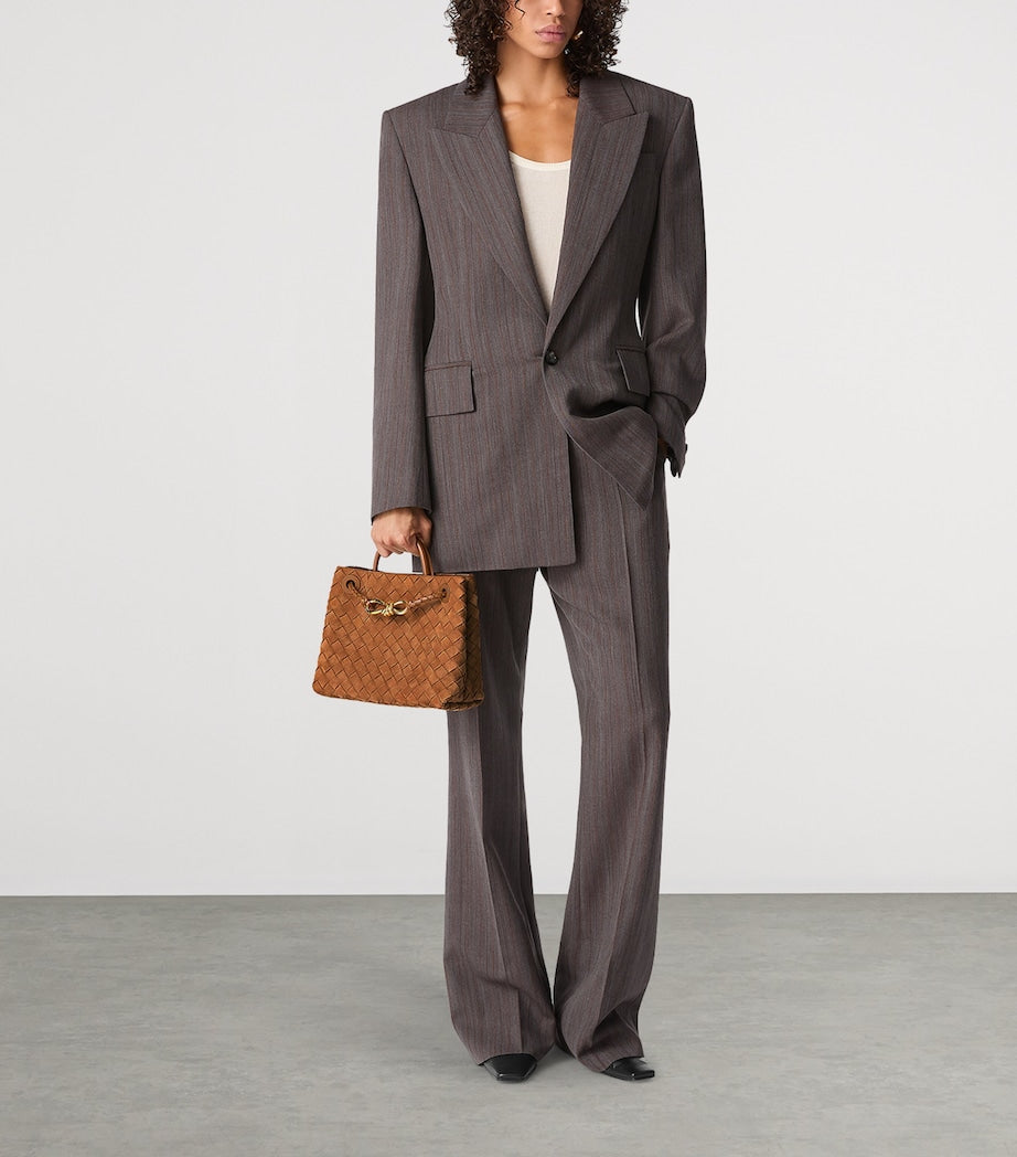 Bottega Veneta Brown Small Suede Andiamo Top-Handle Bag