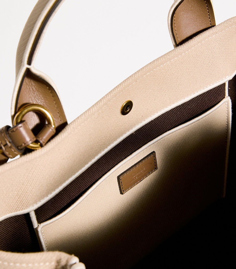 Beige Medium Canvas Carry Tote Bag