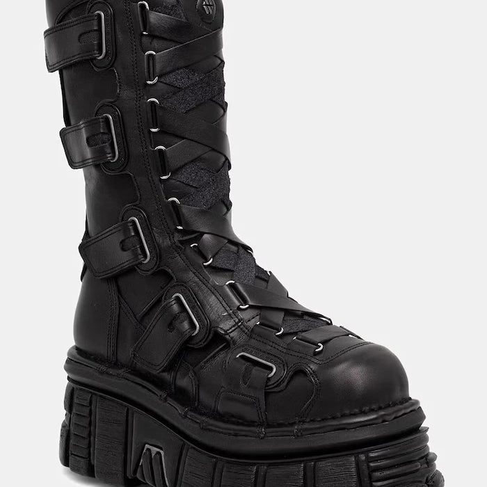 New Rock kadın diz altı deri botlar ITALI NEGRO, NOMADA NEGRO, TOWER E14