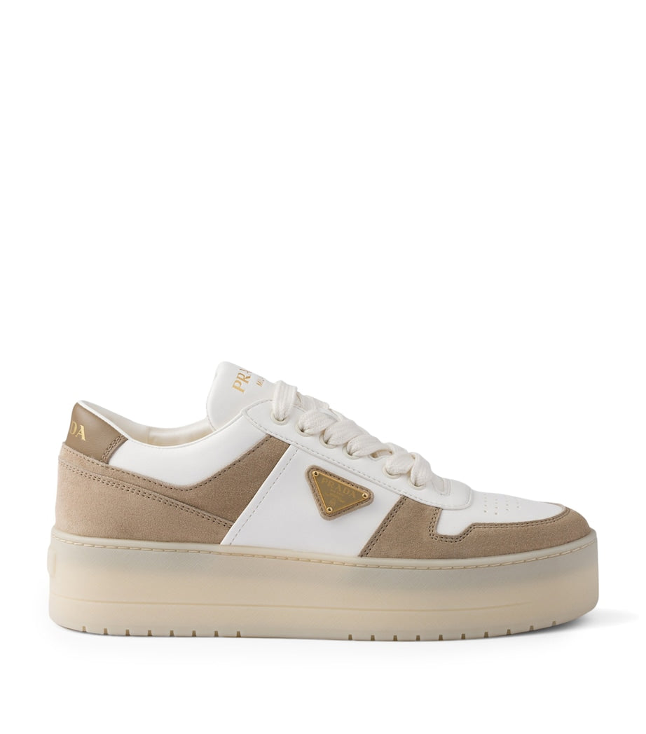 Prada Neutral Nappa Leather Downtown Sneakers