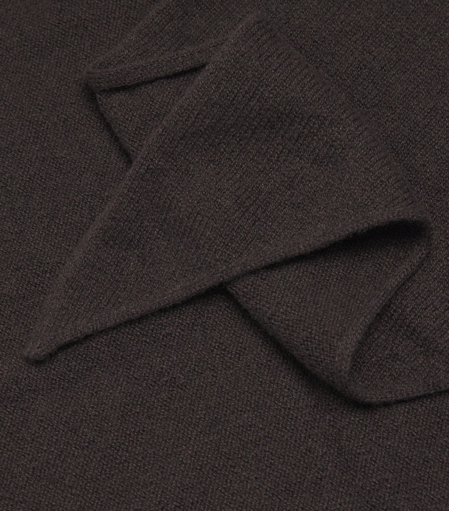 Johnstons Of Elgin Brown Cashmere Gauzy Triangle Neck Tie