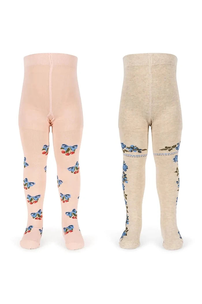 Детски чорапогащи Konges Sløjd 2 PACK FLOWER AND CHERRY JACQUARD TIGHTS (2 броя)