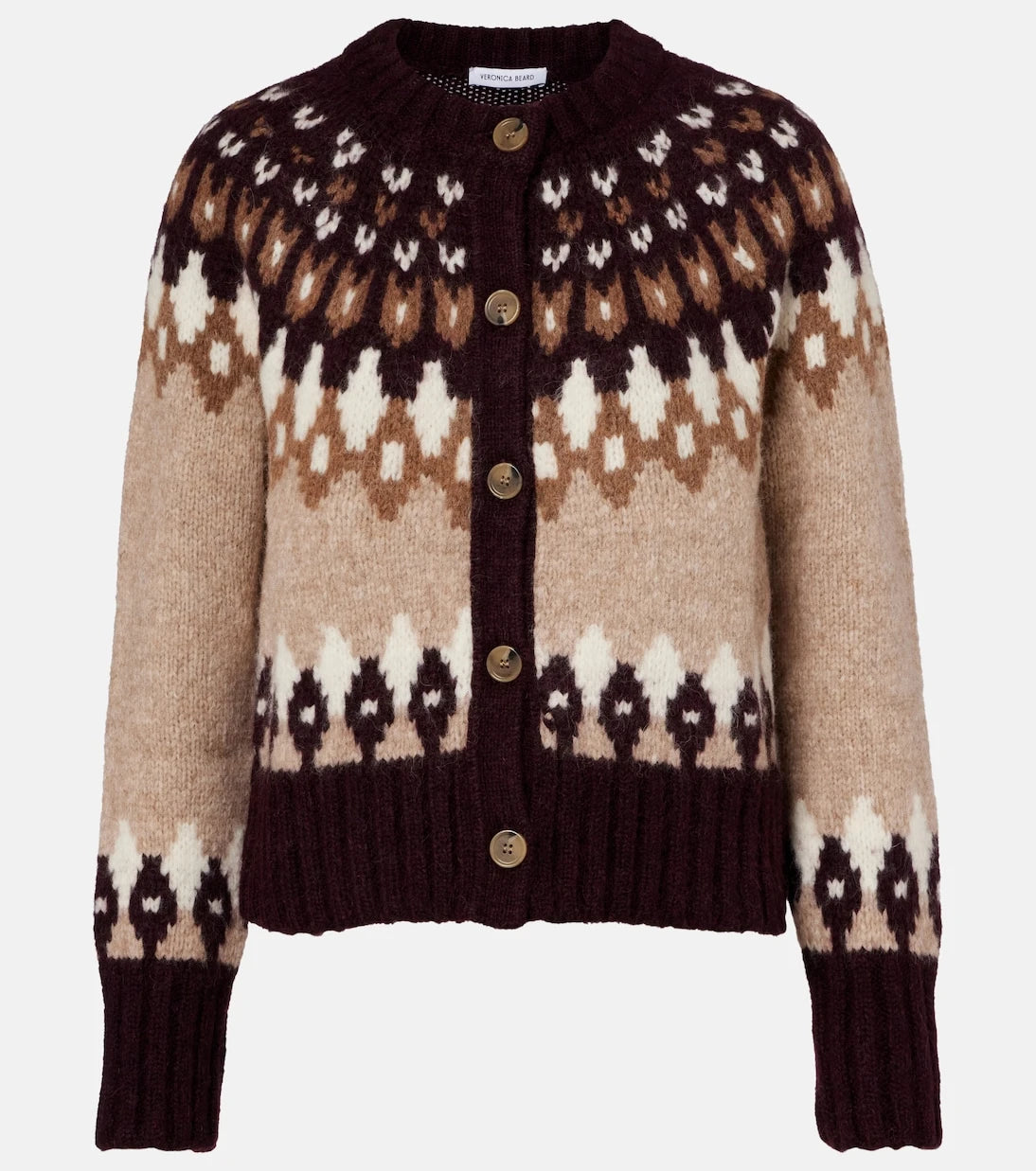 Veronica Beard - كارديجان Christina Fair Isle المصنوع من مزيج الألبكة