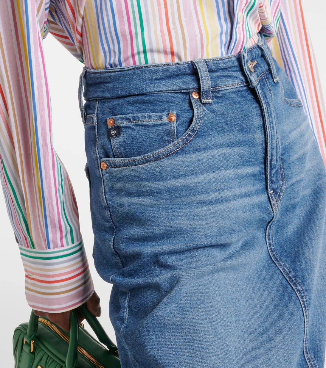 AG Jeans - High-rise denim midi skirt