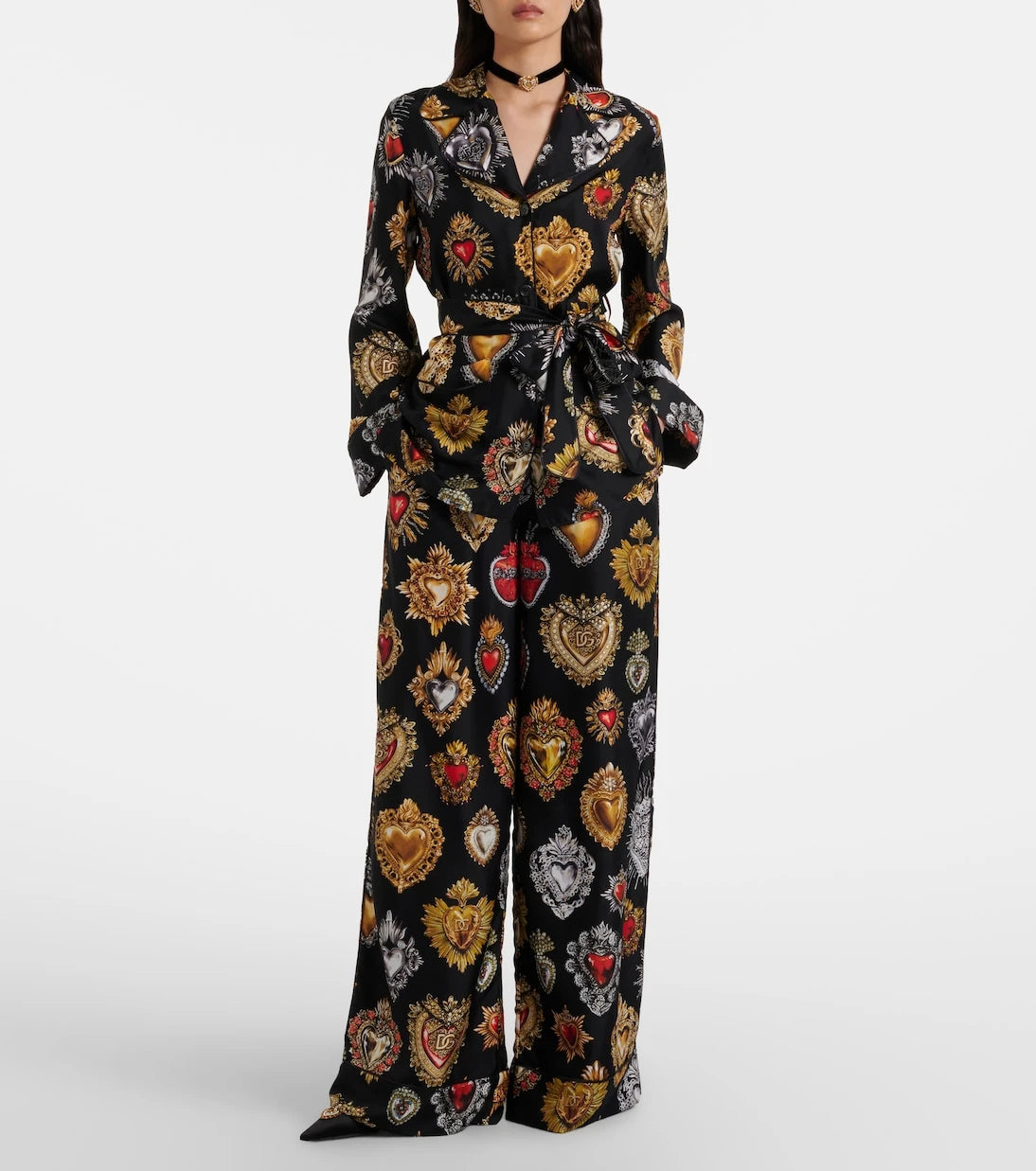 Dolce&Gabbana - Devotion ipek dimi palazzo pantolon