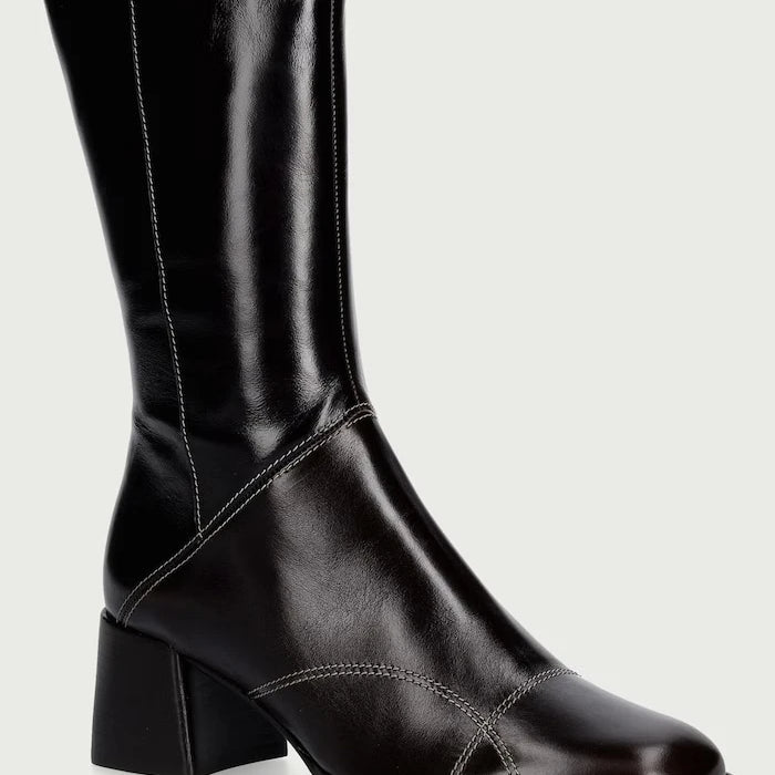 Diz altı kadın deri çizmeler Espresso calf /brown heel 86