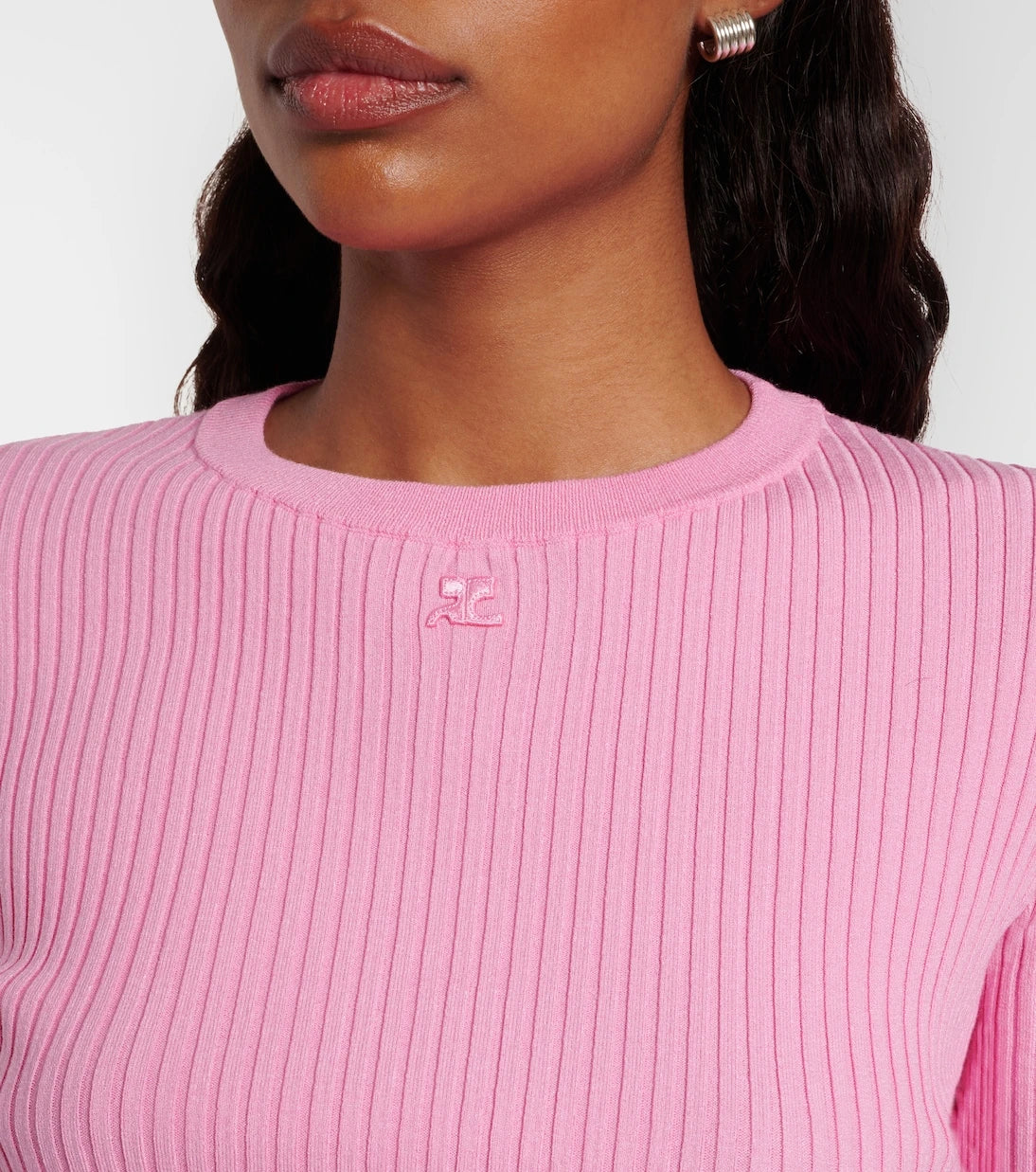 Courrèges - Logo ribbed-knit crop top
