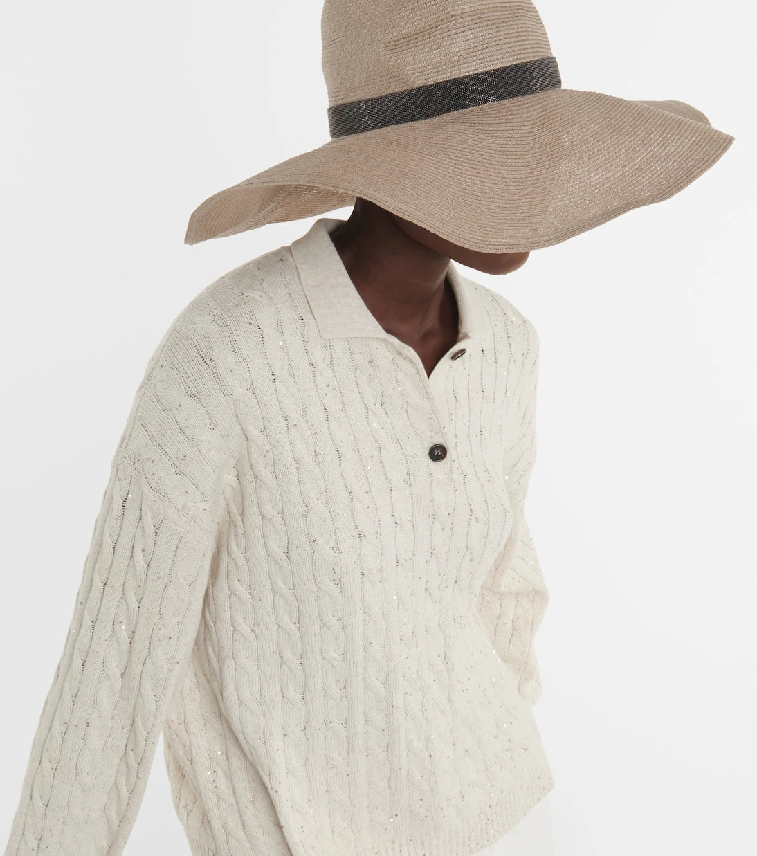 Brunello Cucinelli - Cable-knit cotton-blend polo sweater