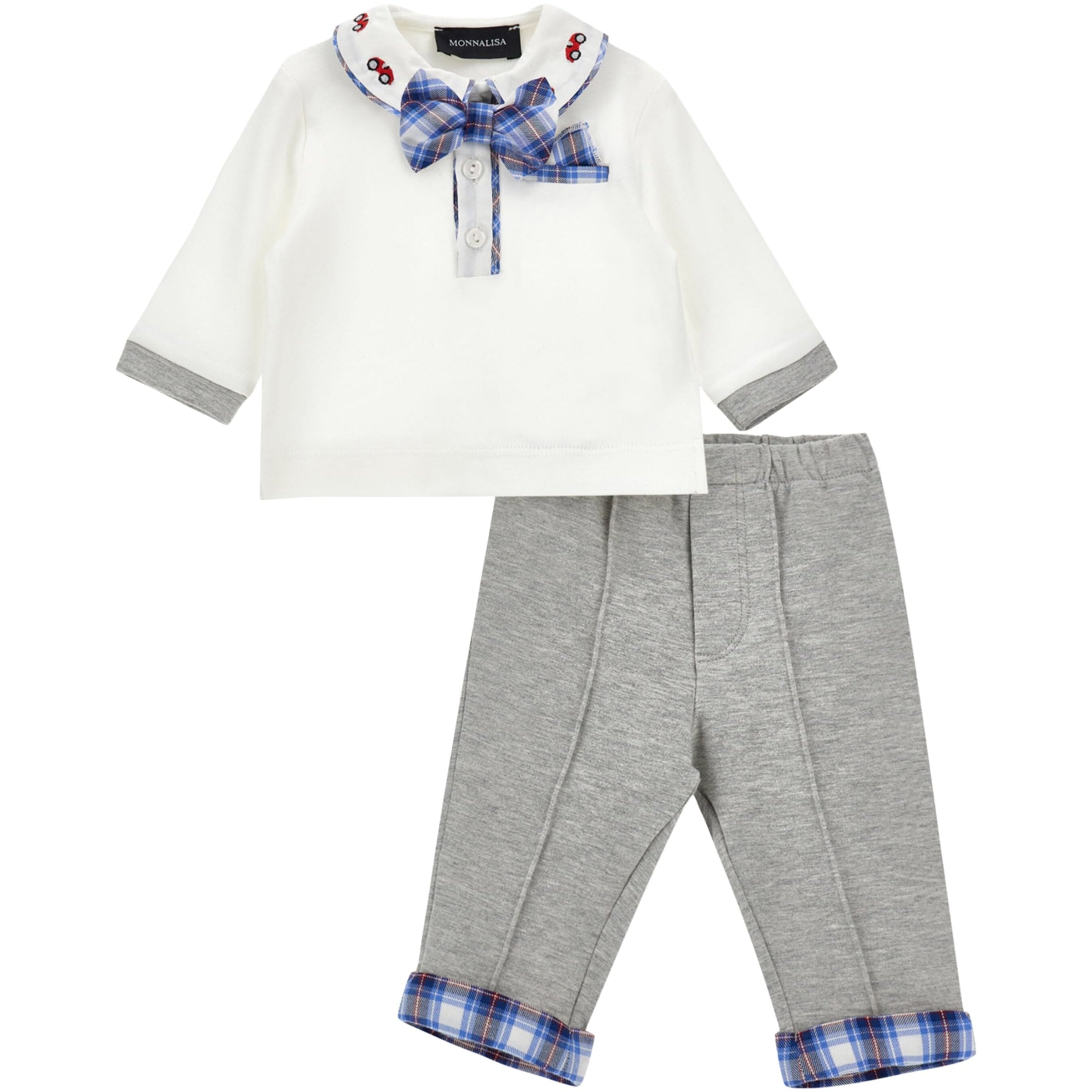 Cotton Polo Shirt, Trousers and Bow Tie Set (1-9 Months)