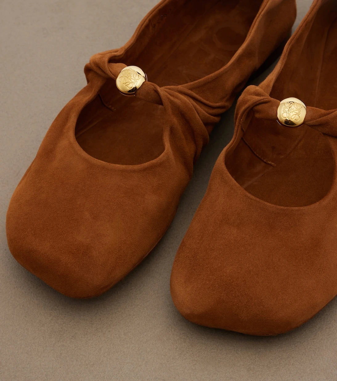 Loewe - Pebble Soft suede Mary Jane flats