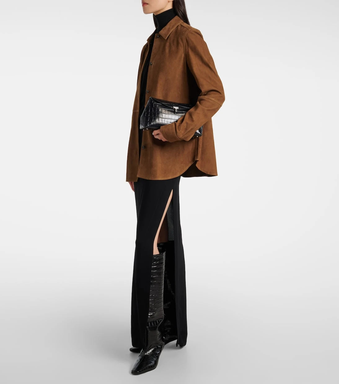 Toteme - Croc-effect leather knee-high boots