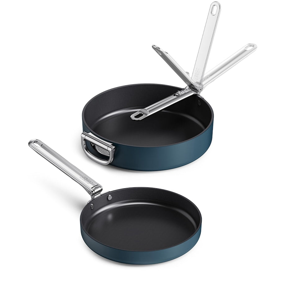 Set of 2 Space Non-Stick Folding Handle Frying Pans