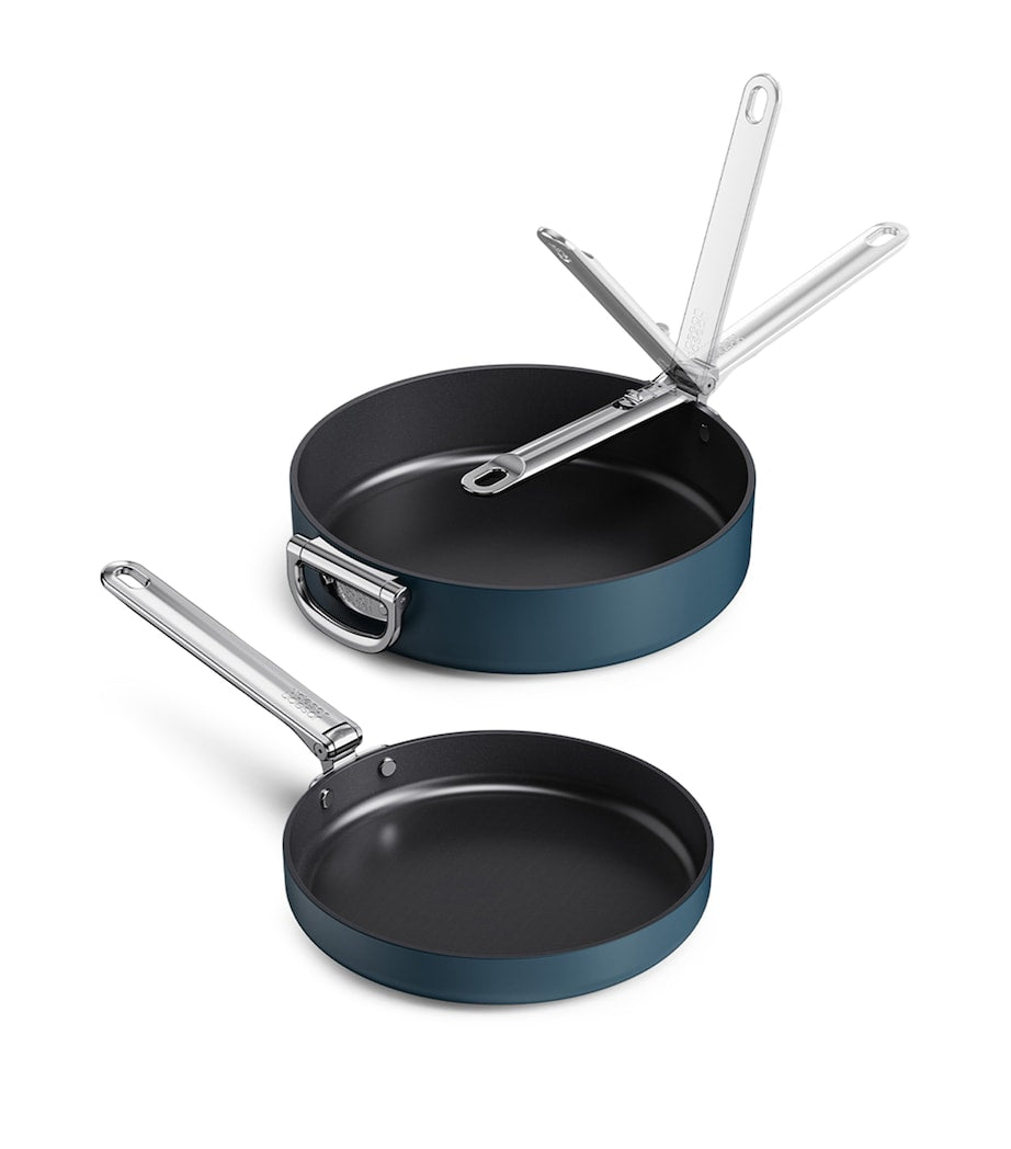Set of 2 Space Non-Stick Folding Handle Frying Pans