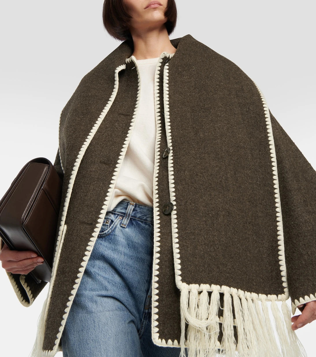 Toteme - Embroidered wool-blend scarf jacket