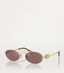 Gold Metal Oval Sunglasses